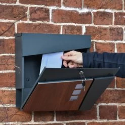 "Elmsgate" Anthracite Grey Modern Wall Mounted Post Box 13 "Elmsgate" Anthracite Grey Modern Wall Mounted Post Box -Garden Supply Discount Store wooden painted effect modern wall mounted post box