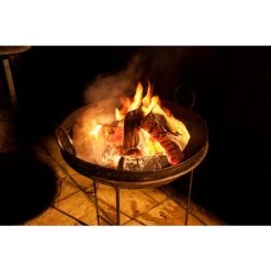 "Annapurna" Wrought Iron Indian Kadai Bowl & Fire Pit -Garden Supply Discount Store wrought iron annapruna indian fire burner with fire 1